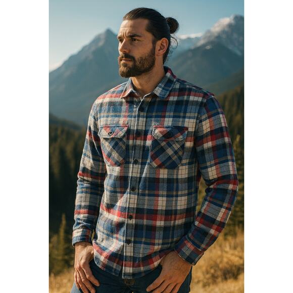 Jack South Jacket Mens Large Flannel Shirt Plaid Fleece Lining Shacket New York - Picture 6 of 13